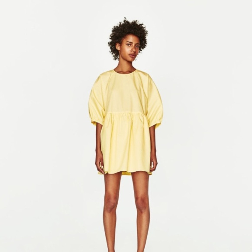 Zara Yellow Poplin Jumpsuit Romper Dress Small